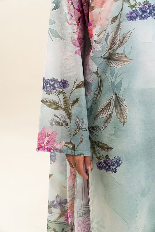 3 PIECE PRINTED LAWN SUIT-MINTY BREEZE (UNSTITCHED)