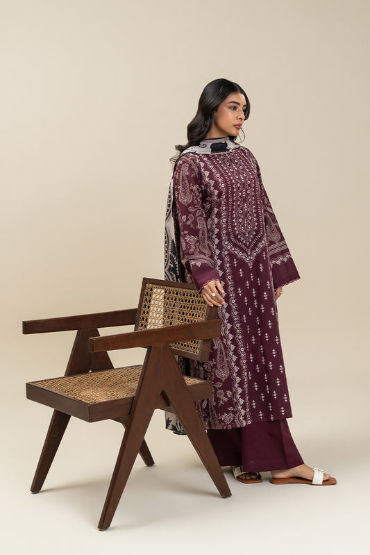 3 PIECE PRINTED LAWN SUIT-CRIMSON HERB (UNSTITCHED)
