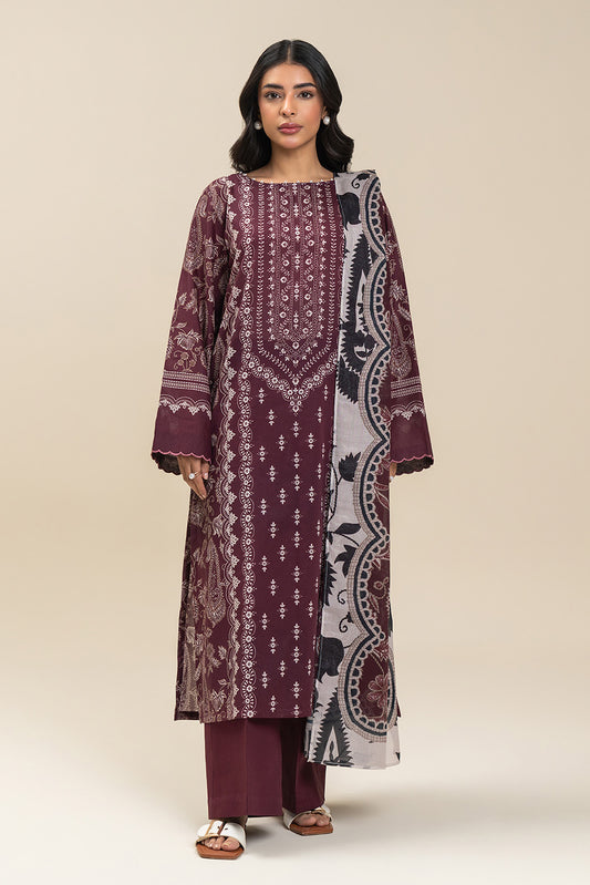 3 PIECE PRINTED LAWN SUIT-CRIMSON HERB (UNSTITCHED)