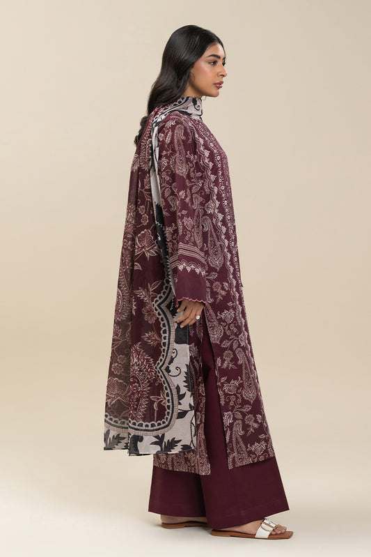 3 PIECE PRINTED LAWN SUIT-CRIMSON HERB (UNSTITCHED)