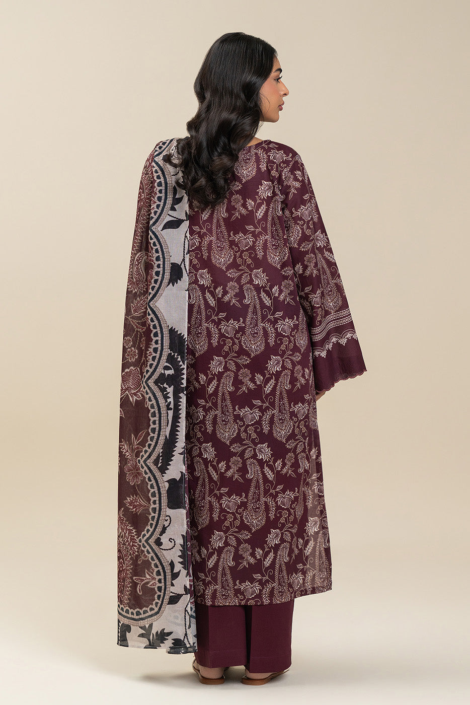 3 PIECE PRINTED LAWN SUIT-CRIMSON HERB (UNSTITCHED)