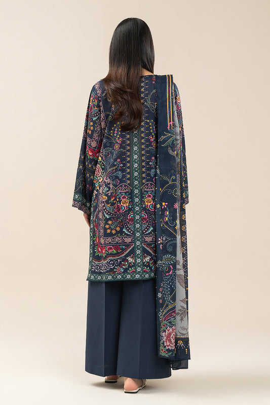 3 PIECE PRINTED LAWN SUIT-ECLECTIC ROSE (UNSTITCHED)
