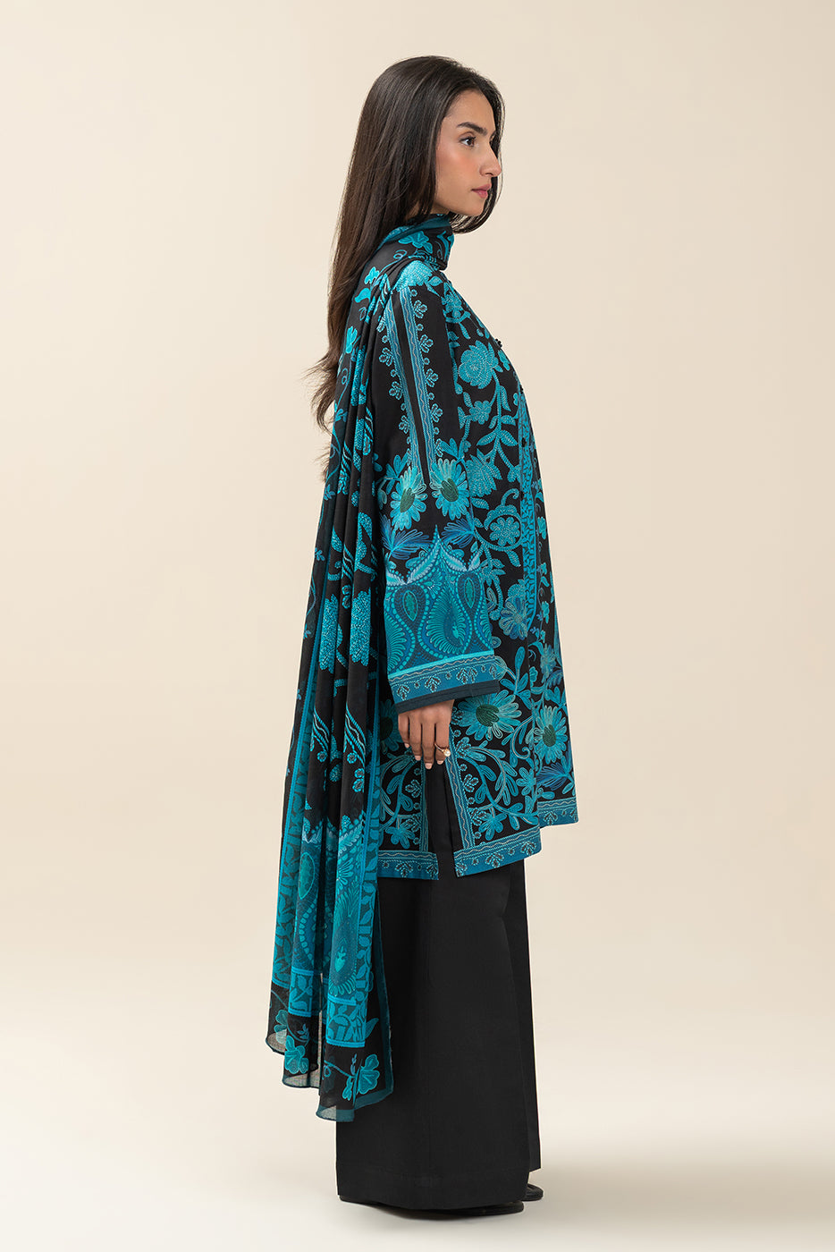 3 PIECE PRINTED LAWN SUIT-MIDNIGHT RAVEN (UNSTITCHED)