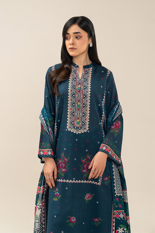 3 PIECE PRINTED LAWN SUIT-REGALE BLUE (UNSTITCHED)