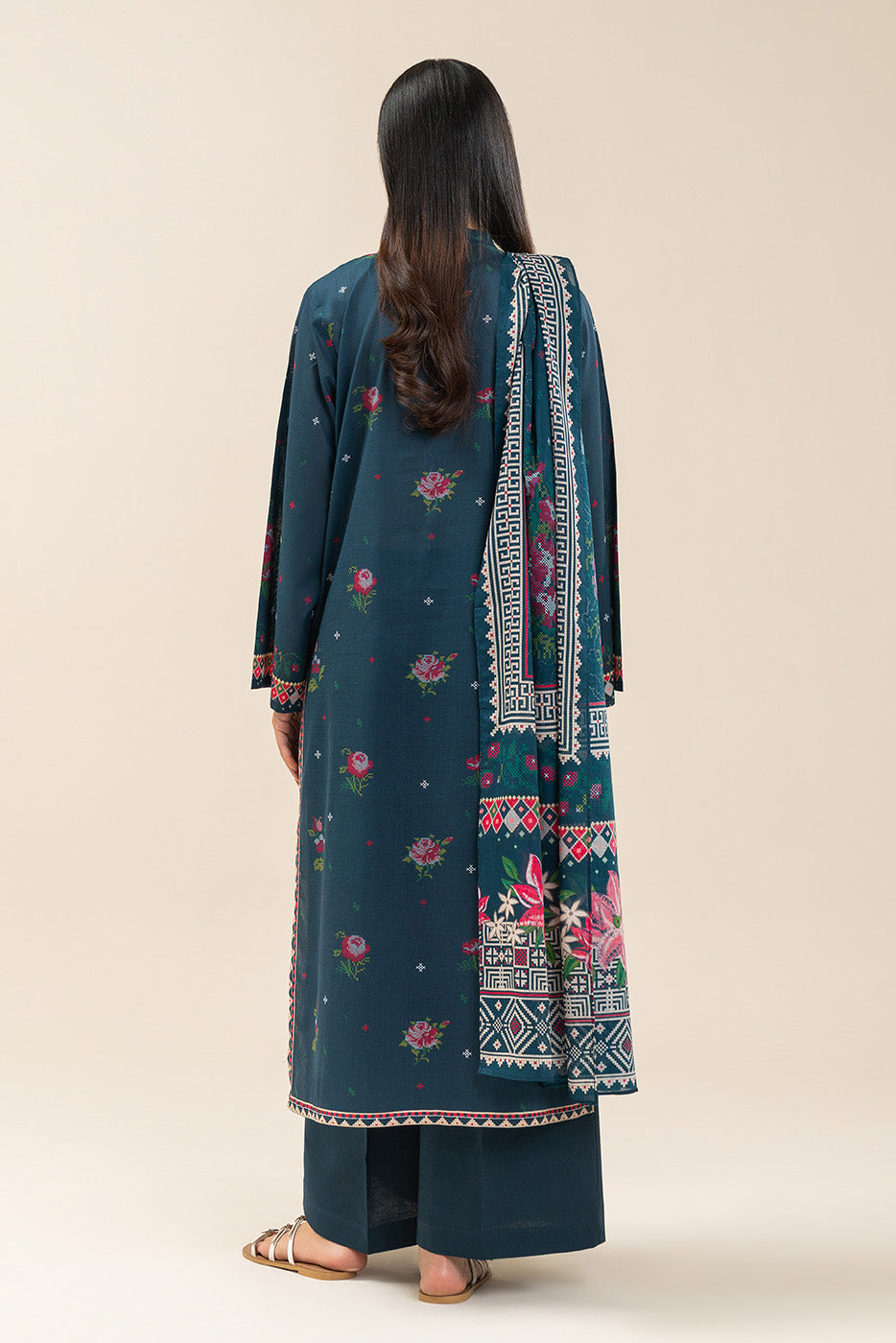 3 PIECE PRINTED LAWN SUIT-REGALE BLUE (UNSTITCHED)