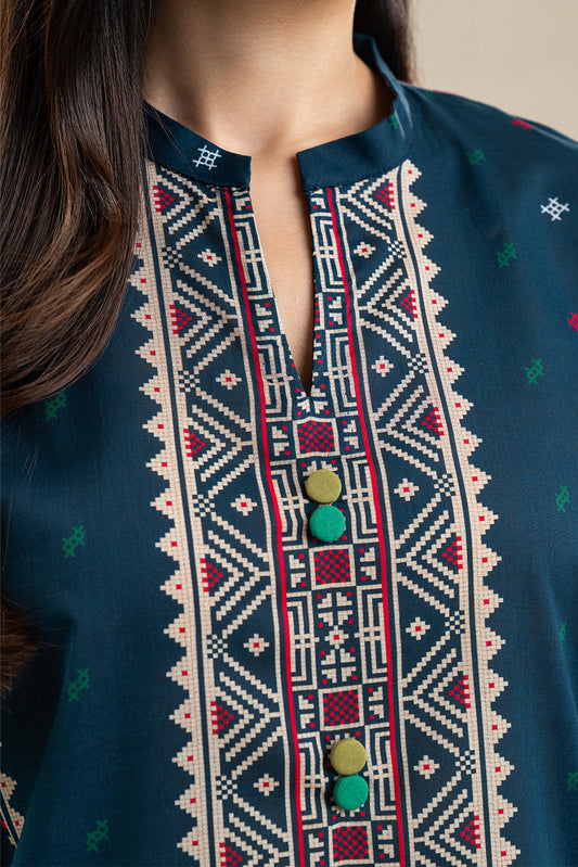 3 PIECE PRINTED LAWN SUIT-REGALE BLUE (UNSTITCHED)