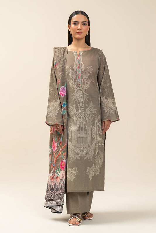 3 PIECE PRINTED LAWN SUIT-FLORA BLUSH (UNSTITCHED)