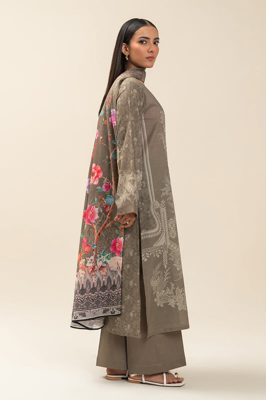 3 PIECE PRINTED LAWN SUIT-FLORA BLUSH (UNSTITCHED)