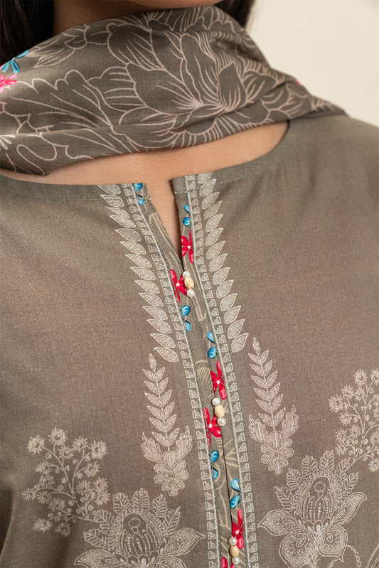 3 PIECE PRINTED LAWN SUIT-FLORA BLUSH (UNSTITCHED)