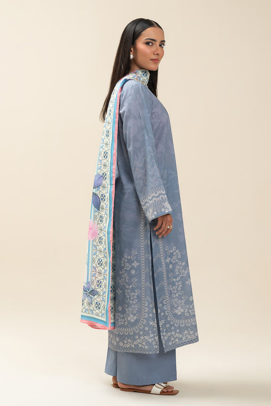 3 PIECE PRINTED LAWN SUIT-DAZZLE SAGE (UNSTITCHED)