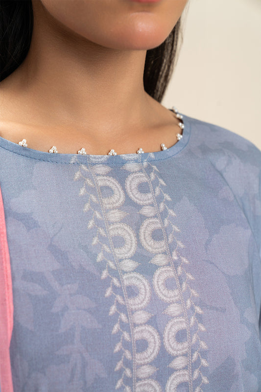 3 PIECE PRINTED LAWN SUIT-DAZZLE SAGE (UNSTITCHED)