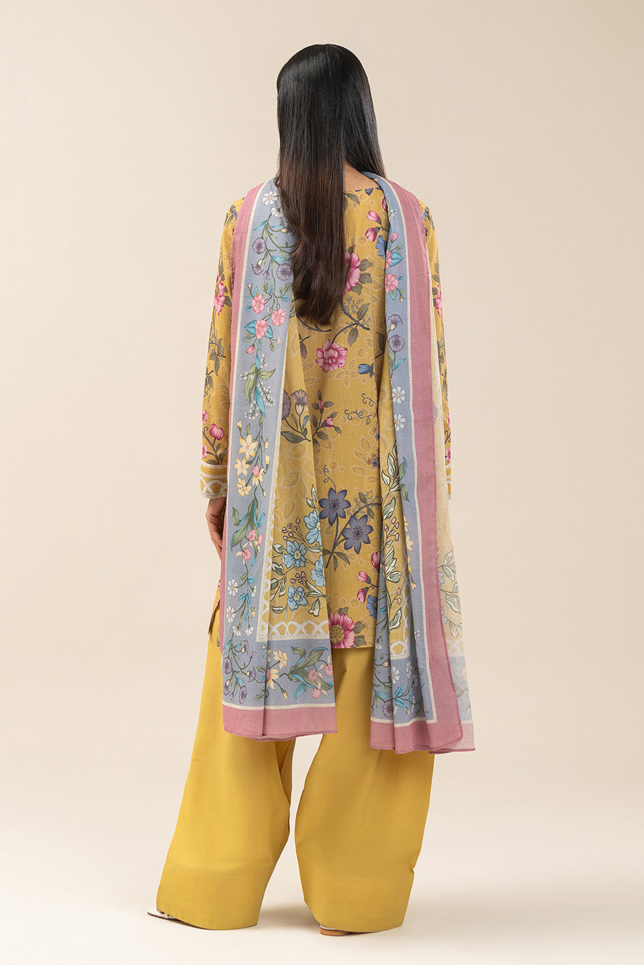 3 PIECE PRINTED LAWN SUIT-SUNLIT FLOSS (UNSTITCHED)