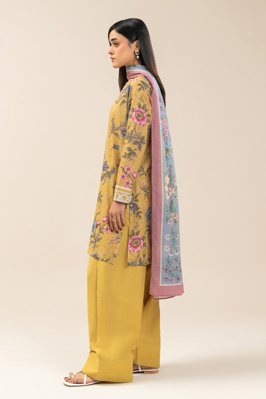 3 PIECE PRINTED LAWN SUIT-SUNLIT FLOSS (UNSTITCHED)