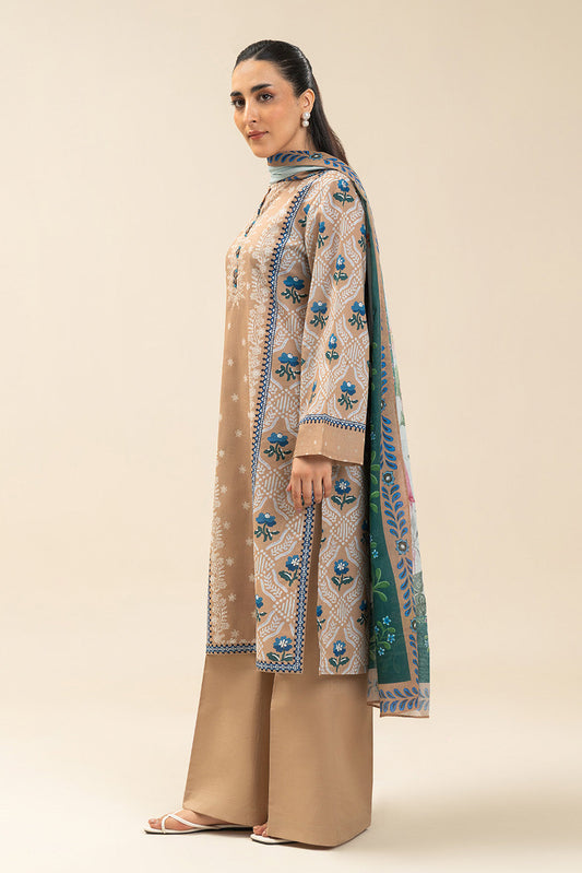 3 PIECE PRINTED LAWN SUIT-AMBER PATIO (UNSTITCHED)