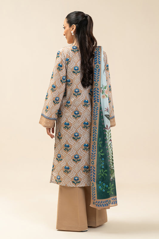3 PIECE PRINTED LAWN SUIT-AMBER PATIO (UNSTITCHED)