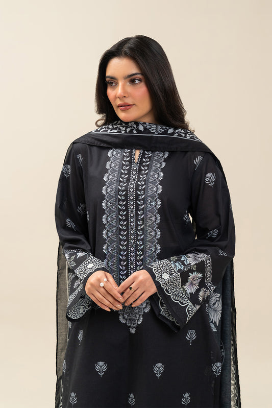 3 PIECE PRINTED LAWN SUIT-RAVEN FLORET (UNSTITCHED)