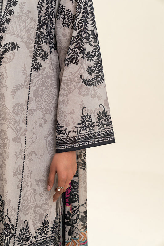 3 PIECE PRINTED LAWN SUIT-DAMASK DECOR (UNSTITCHED)