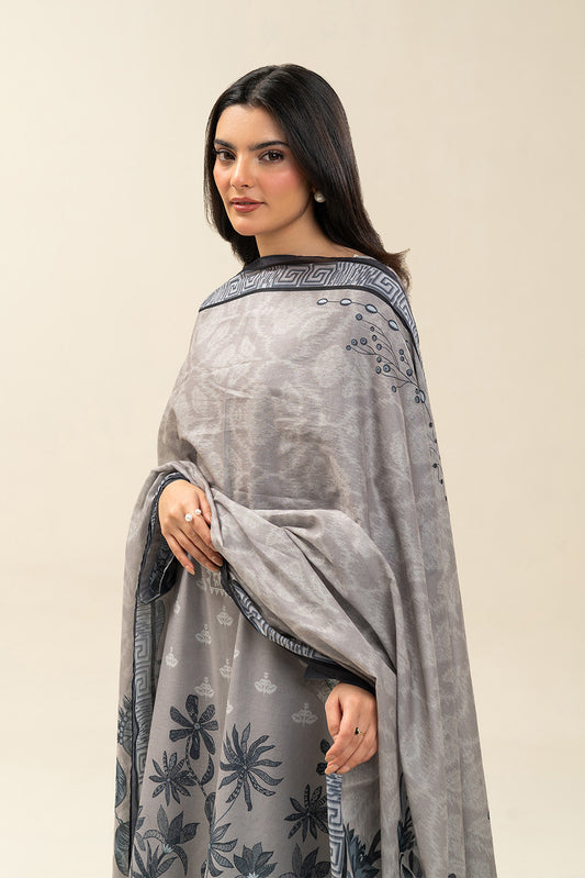 3 PIECE PRINTED LAWN SUIT-CONCRETE STRUCTURE (UNSTITCHED)