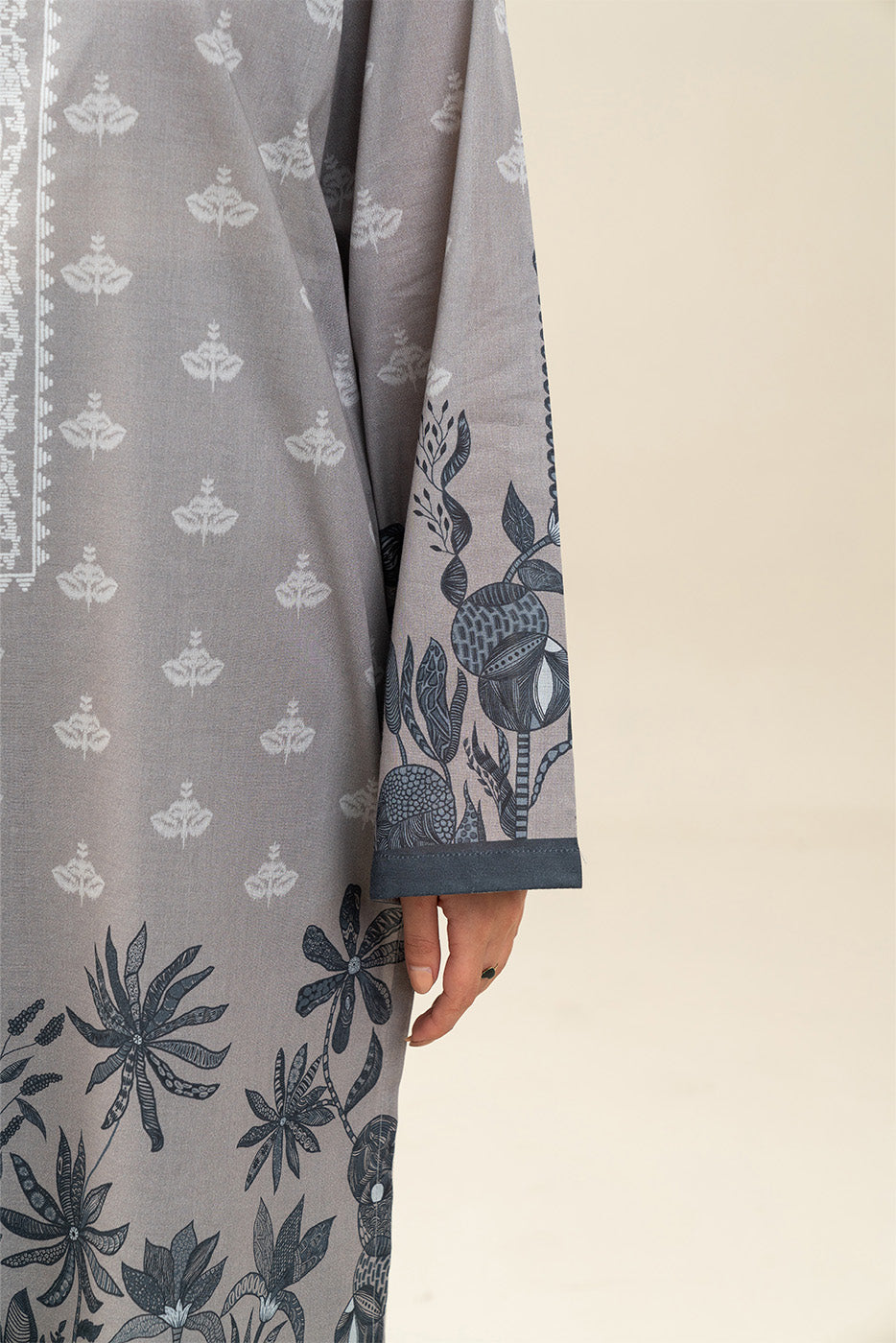 3 PIECE PRINTED LAWN SUIT-CONCRETE STRUCTURE (UNSTITCHED)