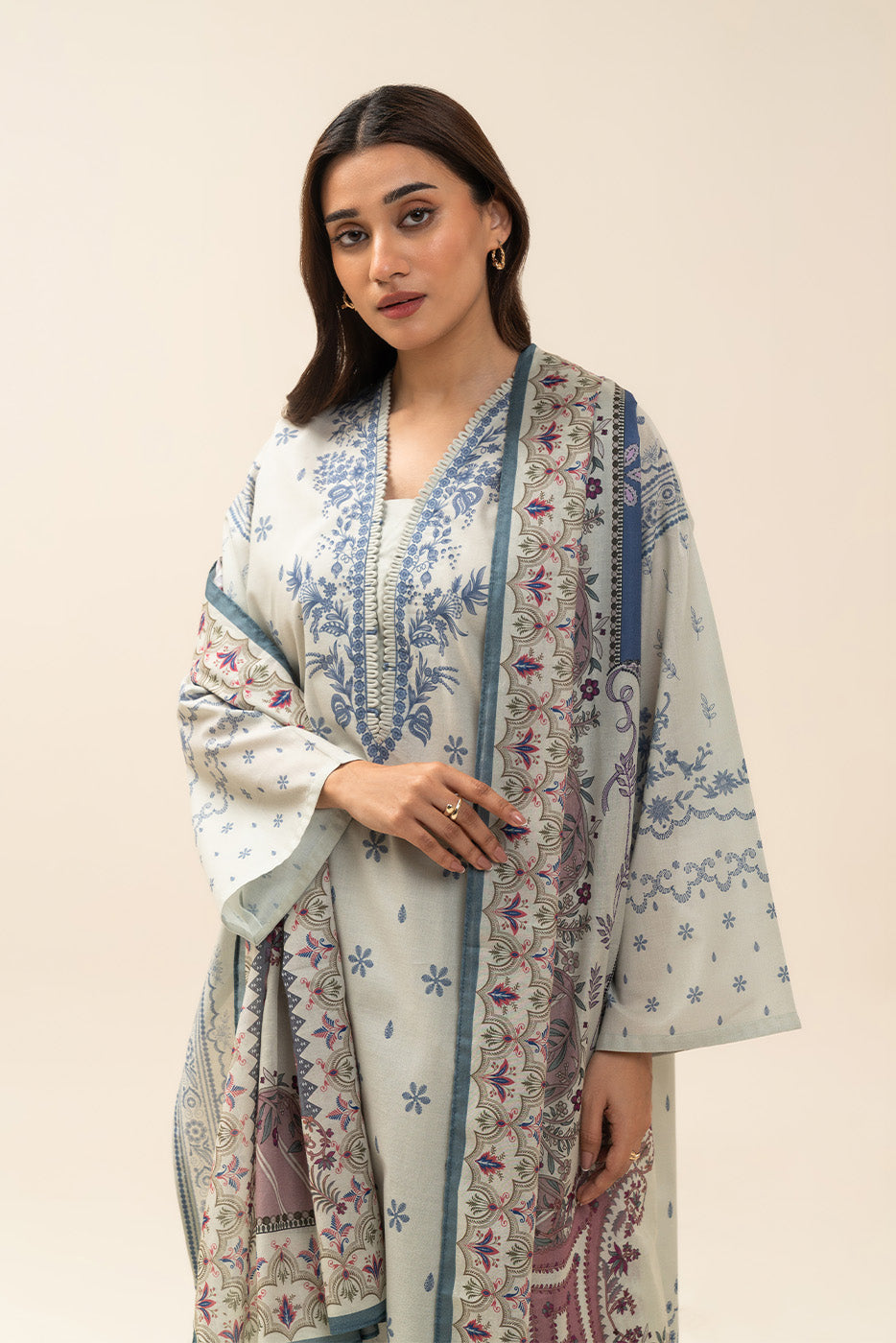 3 PIECE PRINTED LAWN SUIT-SAPPHIRE SLATE (UNSTITCHED)