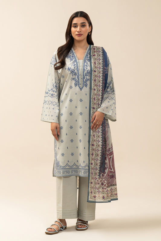 3 PIECE PRINTED LAWN SUIT-SAPPHIRE SLATE (UNSTITCHED)