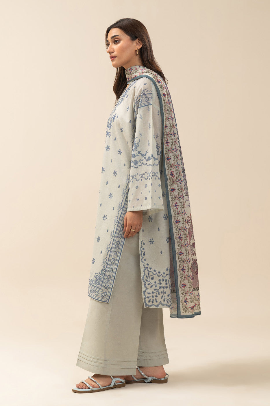 3 PIECE PRINTED LAWN SUIT-SAPPHIRE SLATE (UNSTITCHED)