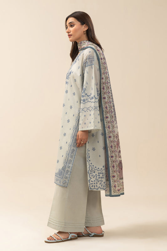 3 PIECE PRINTED LAWN SUIT-SAPPHIRE SLATE (UNSTITCHED)