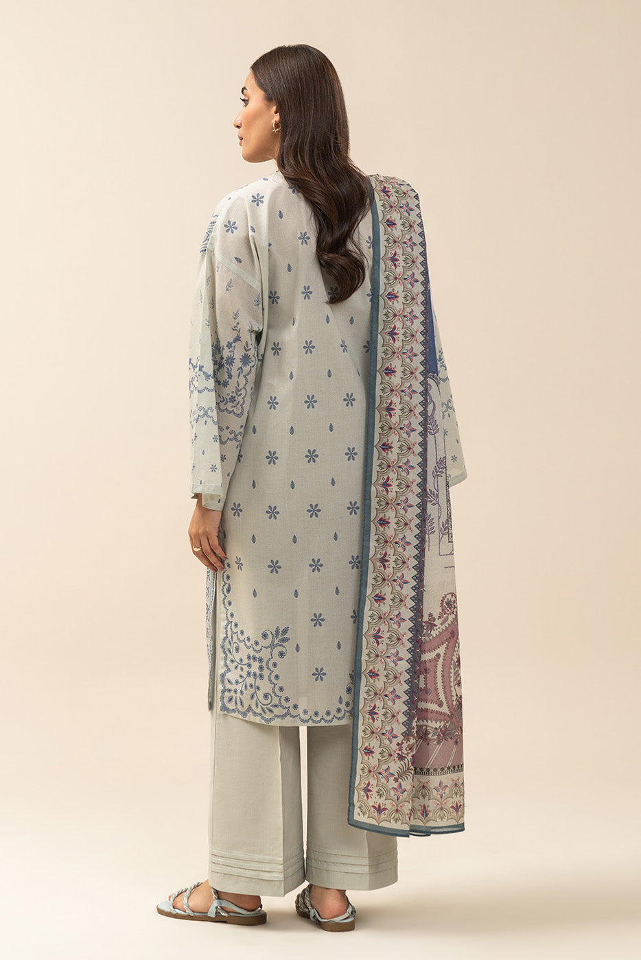 3 PIECE PRINTED LAWN SUIT-SAPPHIRE SLATE (UNSTITCHED)