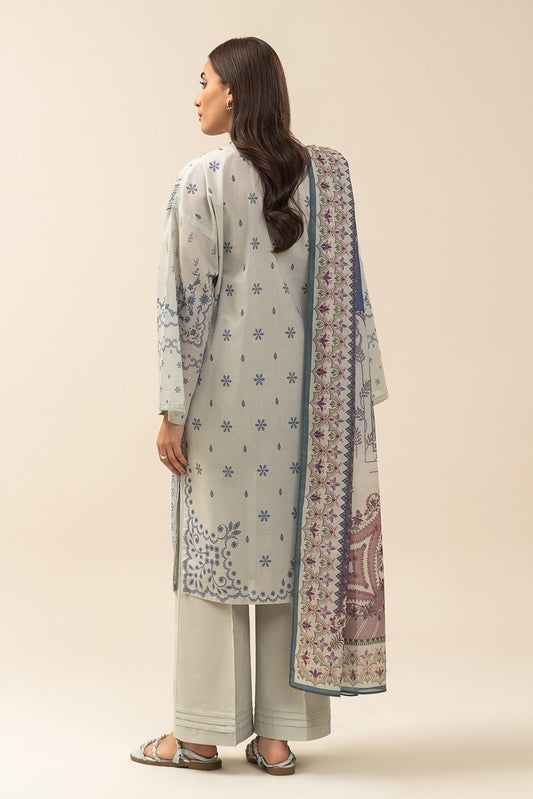 3 PIECE PRINTED LAWN SUIT-SAPPHIRE SLATE (UNSTITCHED)