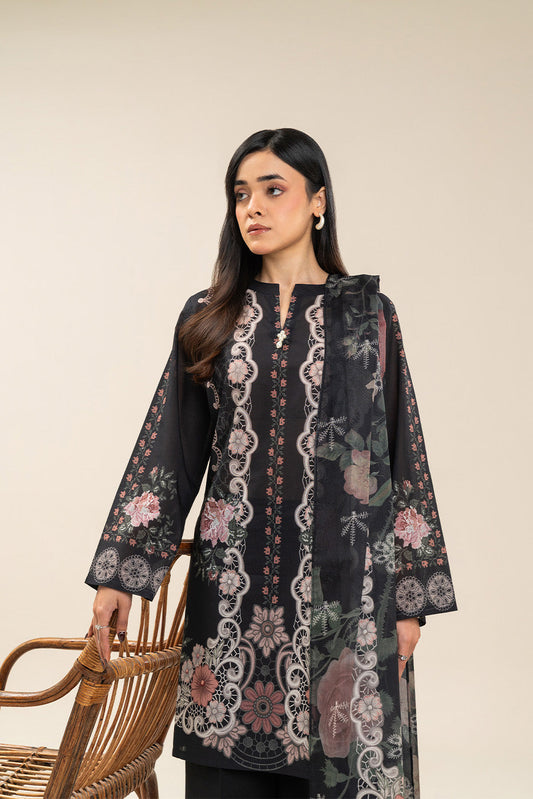 3 PIECE PRINTED LAWN SUIT-NOIR DRAPE (UNSTITCHED)