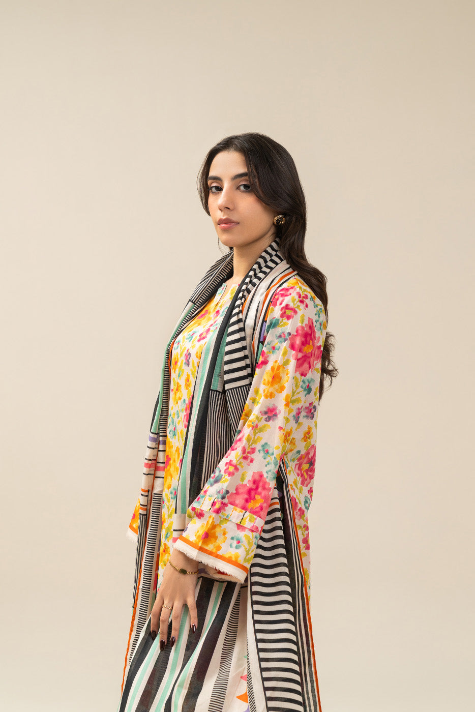 3 PIECE PRINTED LAWN SUIT-EACLANTED GARDEN (UNSTITCHED)