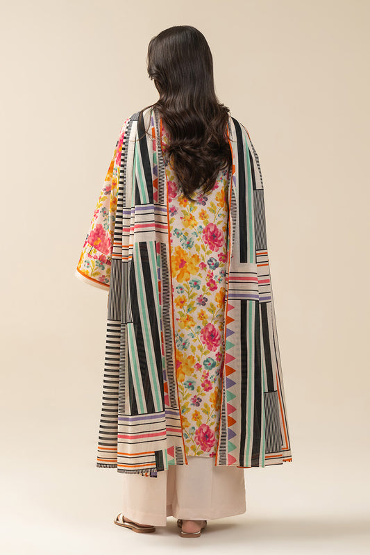 3 PIECE PRINTED LAWN SUIT-EACLANTED GARDEN (UNSTITCHED)