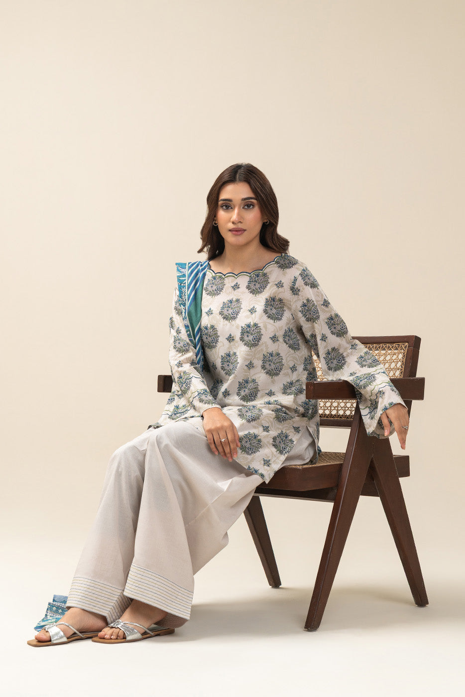 3 PIECE PRINTED LAWN SUIT-LAPIS STATE SUIT (UNSTITCHED)
