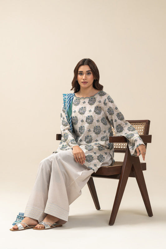 3 PIECE PRINTED LAWN SUIT-LAPIS STATE SUIT (UNSTITCHED)