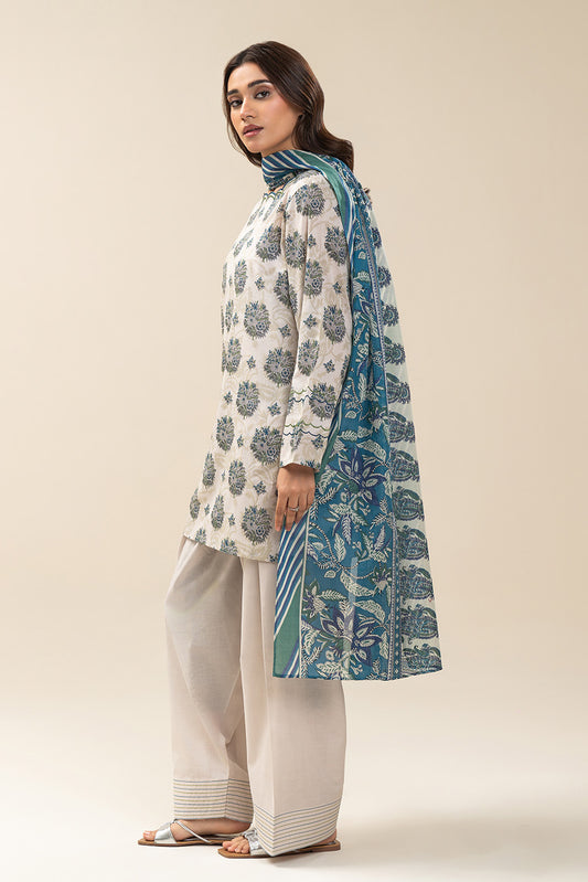3 PIECE PRINTED LAWN SUIT-LAPIS STATE SUIT