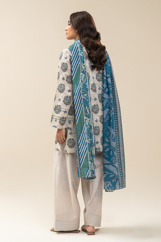 3 PIECE PRINTED LAWN SUIT-LAPIS STATE SUIT (UNSTITCHED)
