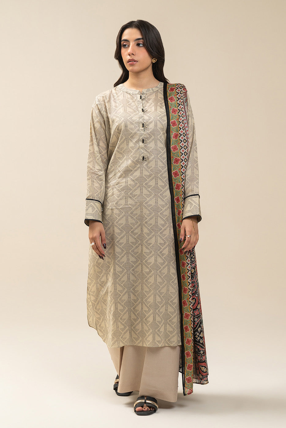 3 PIECE PRINTED LAWN SUIT-LUNAR GRACE (UNSTITCHED)