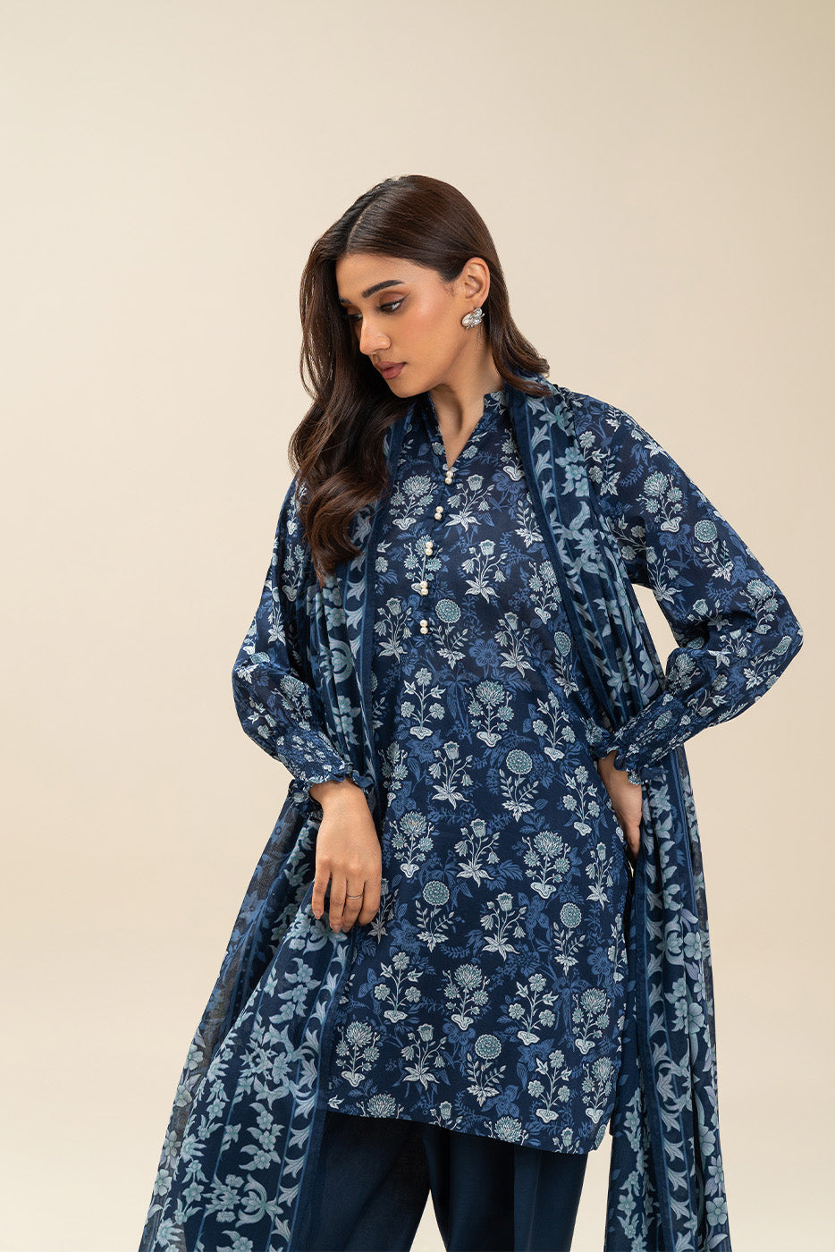 3 PIECE PRINTED LAWN SUIT-MAJESTIC MIDNIGHT (UNSTITCHED)