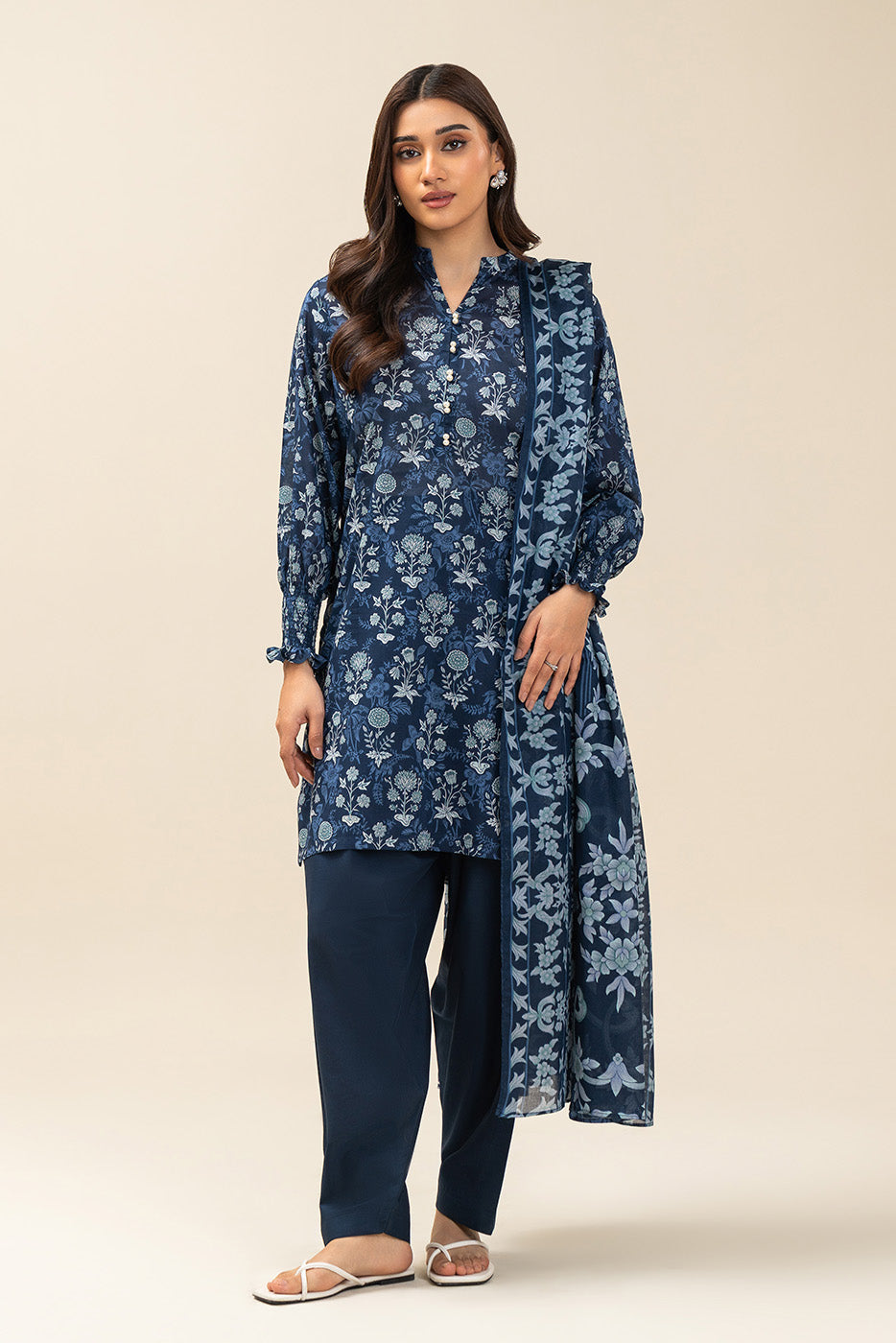 3 PIECE PRINTED LAWN SUIT-MAJESTIC MIDNIGHT (UNSTITCHED)