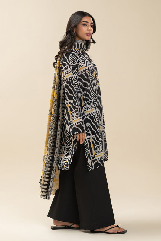 3 PIECE PRINTED LAWN SUIT-RAVEN BLOOM (UNSTITCHED)