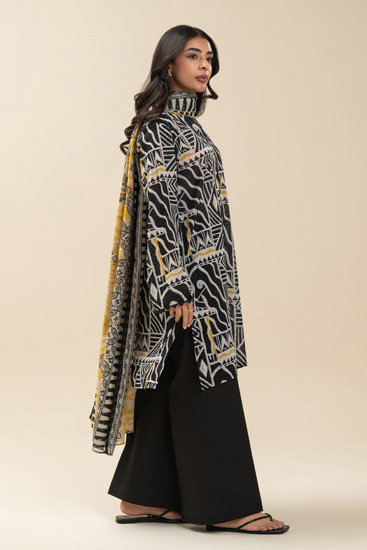 3 PIECE PRINTED LAWN SUIT-RAVEN BLOOM (UNSTITCHED)