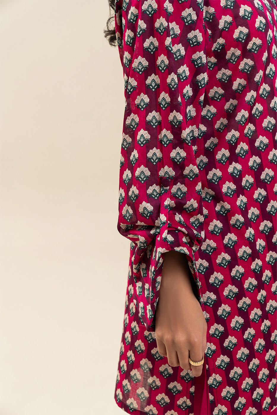 3 PIECE PRINTED LAWN SUIT-PINK COSMOS (UNSTITCHED)