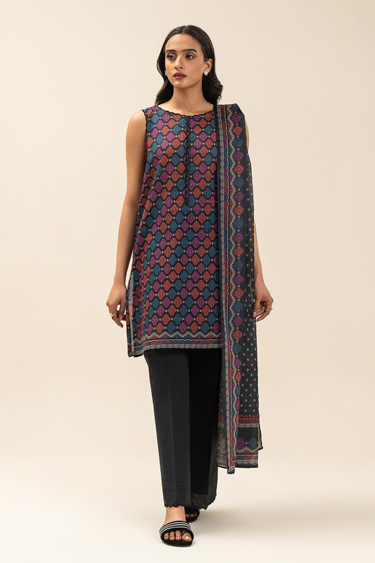 3 PIECE PRINTED LAWN SUIT-BOTANICAL SPRAY (UNSTITCHED)