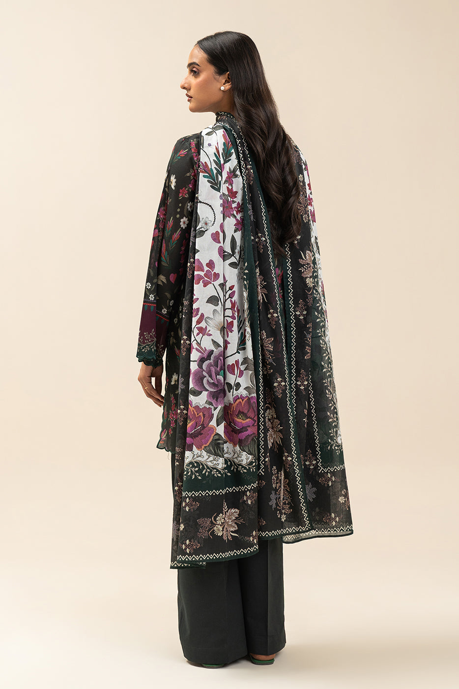 3 PIECE PRINTED LAWN SUIT-BOTANICAL SPRAY (UNSTITCHED)