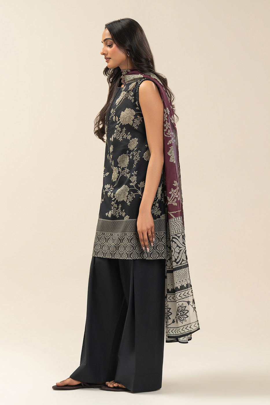 3 PIECE PRINTED LAWN SUIT-MUTED DUSK (UNSTITCHED)