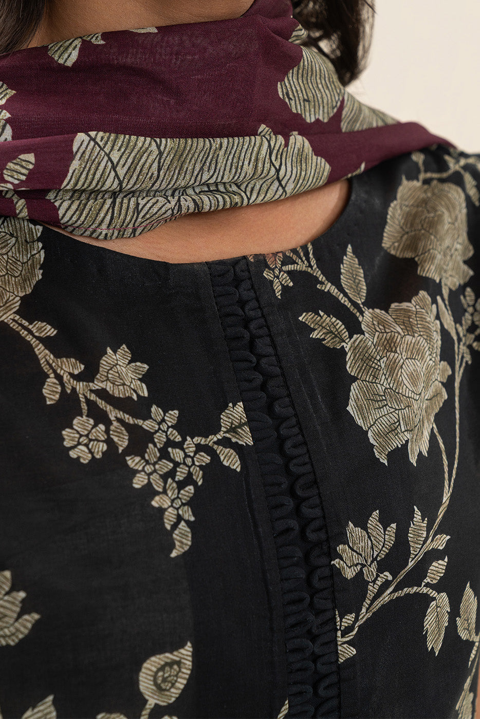 3 PIECE PRINTED LAWN SUIT-MUTED DUSK (UNSTITCHED)