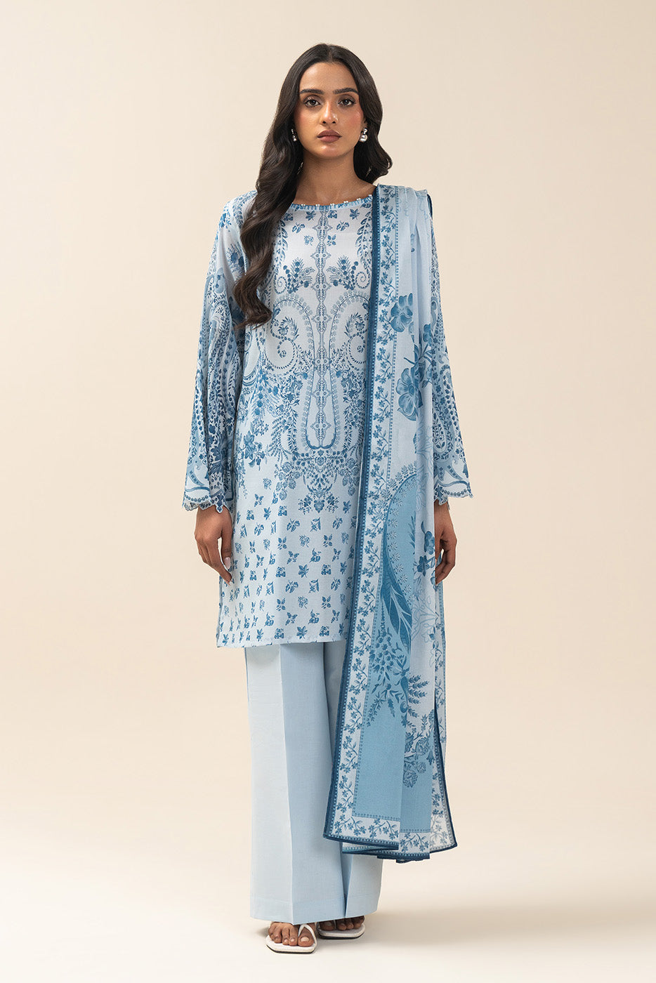 3 PIECE PRINTED LAWN SUIT-AZUL AURA (UNSTITCHED)