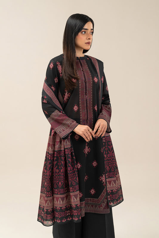3 PIECE PRINTED LAWN SUIT-OBSIDIAN LORE (UNSTITCHED)