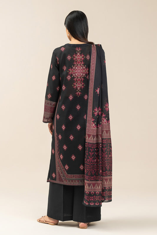 3 PIECE PRINTED LAWN SUIT-OBSIDIAN LORE (UNSTITCHED)