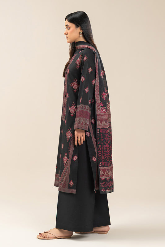 3 PIECE PRINTED LAWN SUIT-OBSIDIAN LORE (UNSTITCHED)
